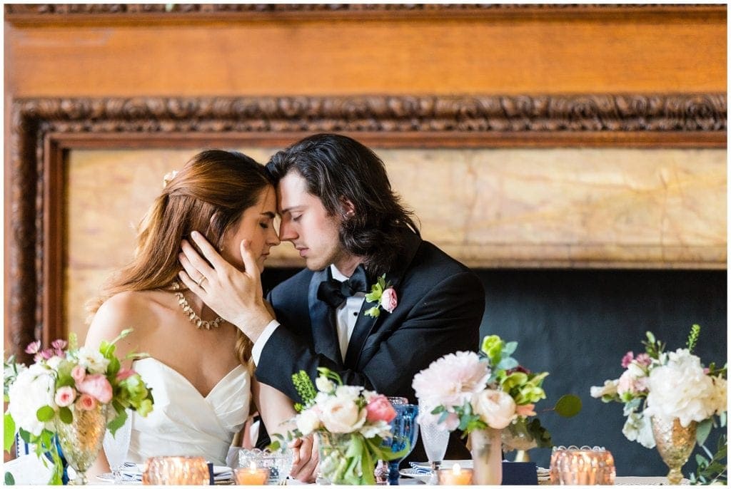 bride and groom posing at College of Physicians