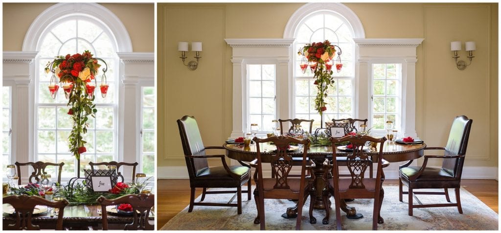 how unique is this hanging floral design with floating candles with red roses inside, unique modern wedding colors