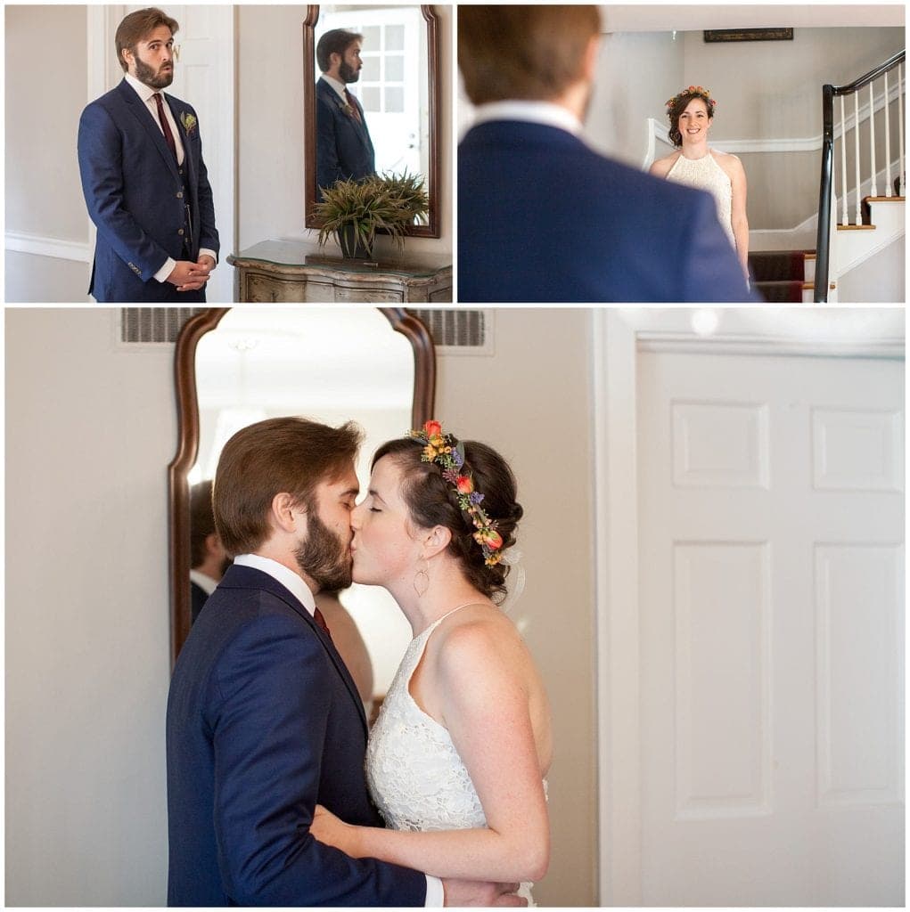Funny groom reaction to first look at Chauncey Center 