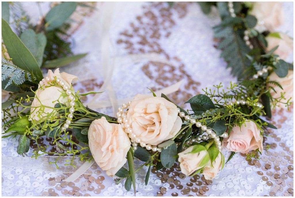 off white floral crown for bride or flower girl 