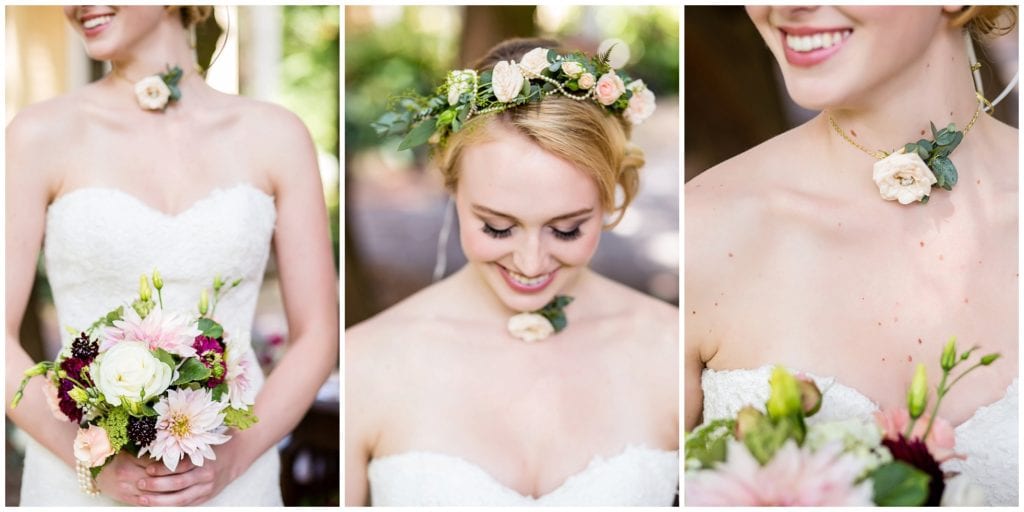 unique accessories for brides, why not use floral choker, floral crown, flowers by Leigh Florist 
