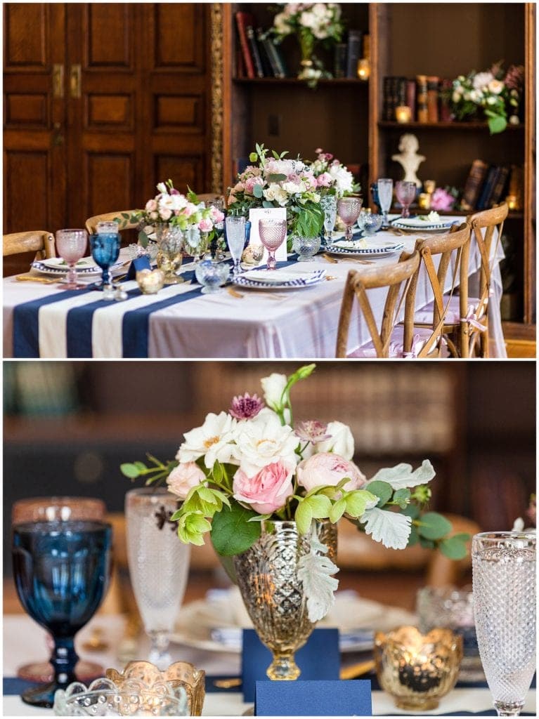 navy blue and pink is such a great color combo for weddings, different and unique wedding decor ideas 