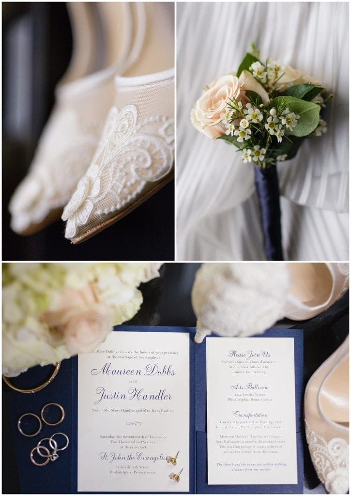 Lace wedding shoes for this navy and beige wedding in Philadelphia 