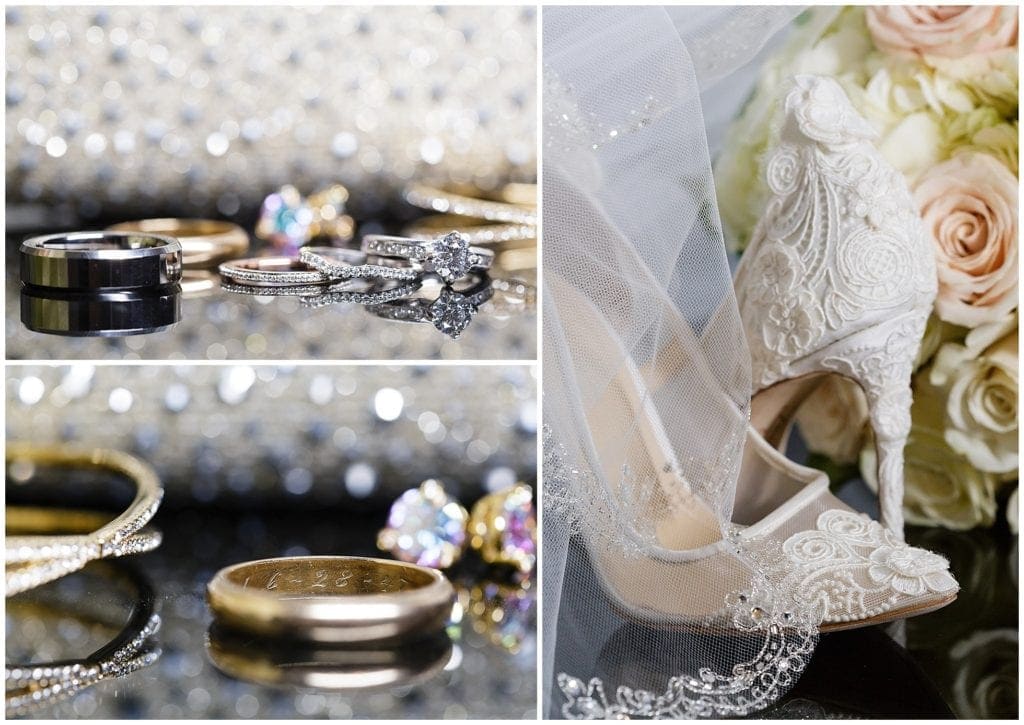 Lace wedding details and getting ready at Loews Philadelphia Hotel