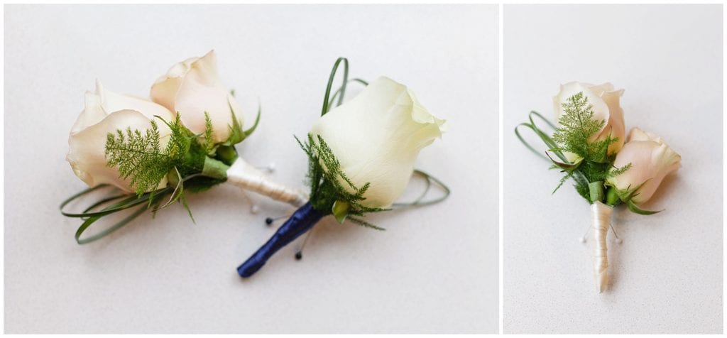navy and white boutonnieres 