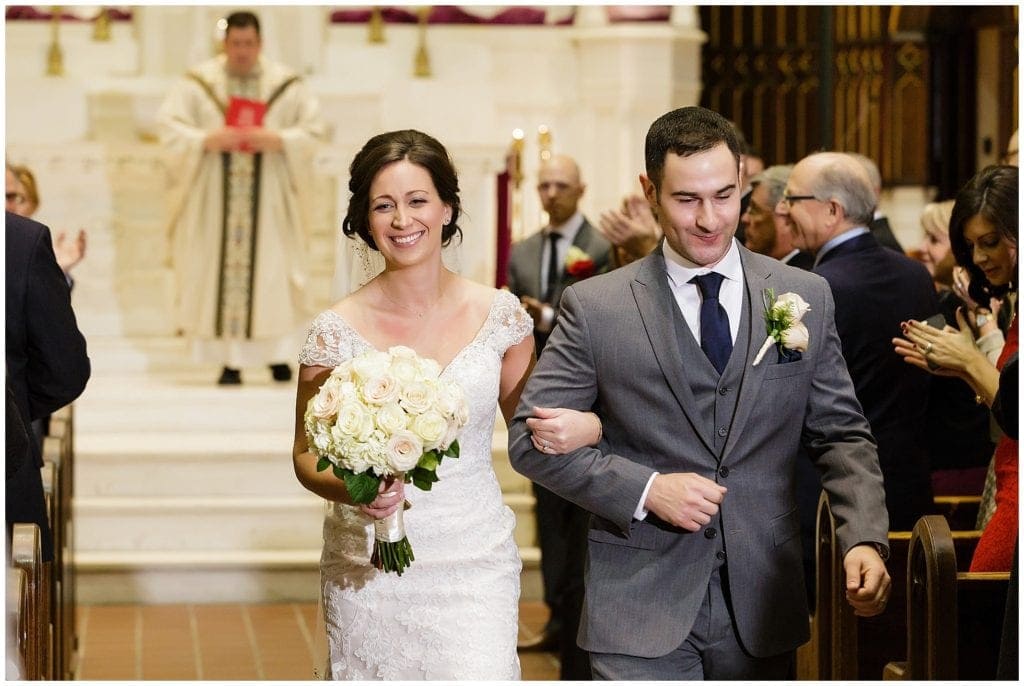 happy bride and groom at St. John the Evangelist in Philly