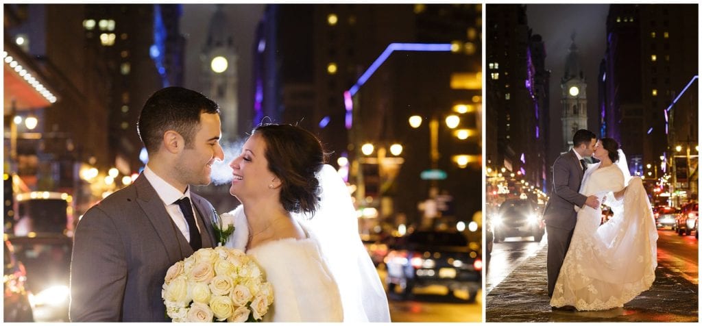 Iconic Philly locations for wedding photos. Winter wedding 
