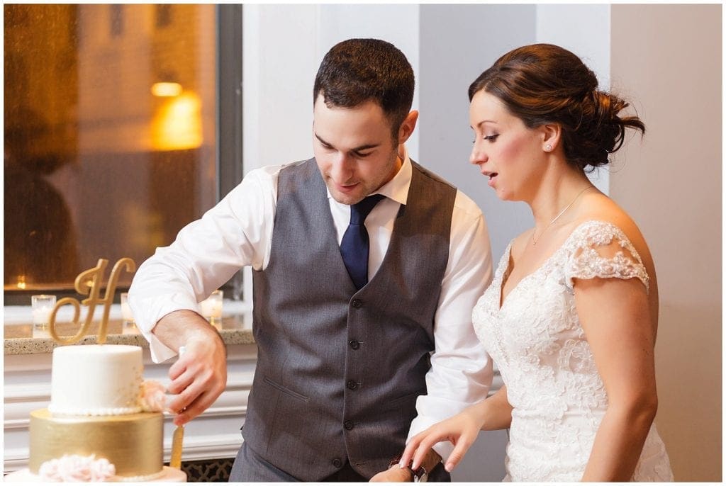 Cake cutting at Arts Ballroom Wedding Photos