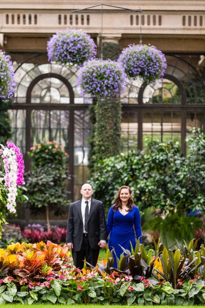 Engagement Photo during Orchid Extravaganza in the conservatory at Longwood Garden