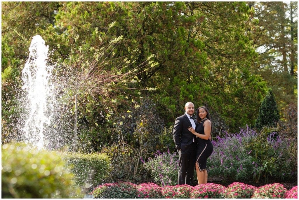 Alexandra brought a second outfit to her Longwood Gardens engagement session that matched Joey's choice of black tuxedo perfectly.