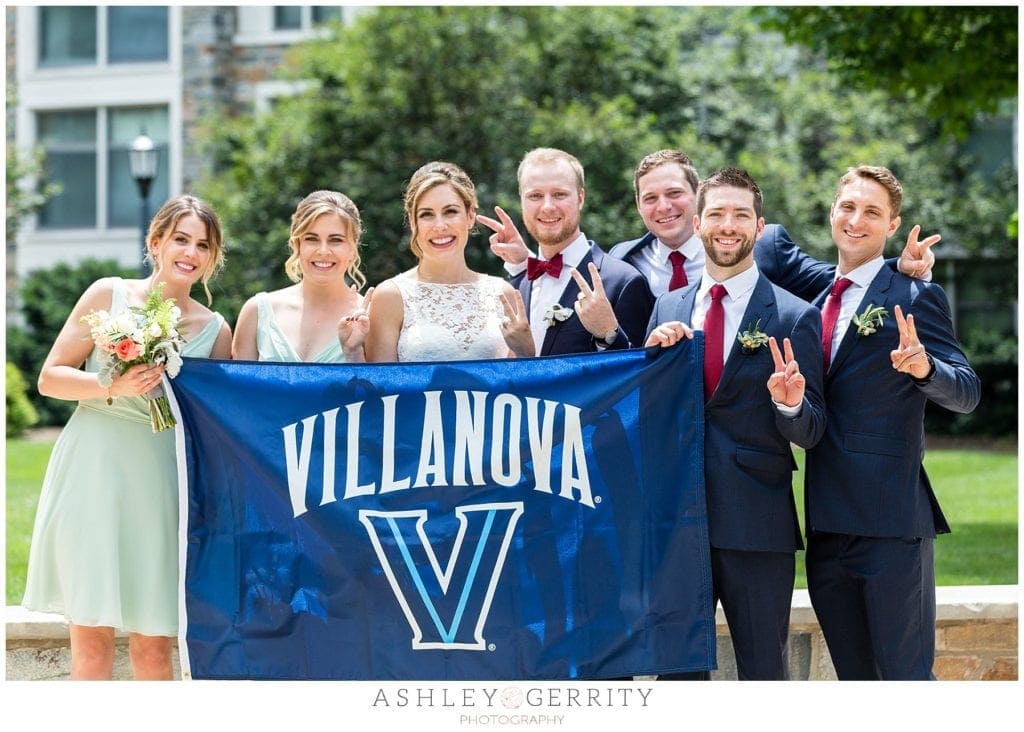Villanova Alumnae portrait during wedding party portraits at Villanova University