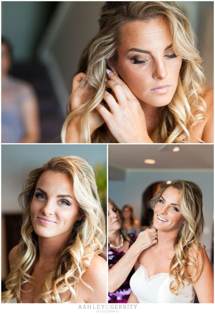 Window-lit bridal portraits during wedding day preparations