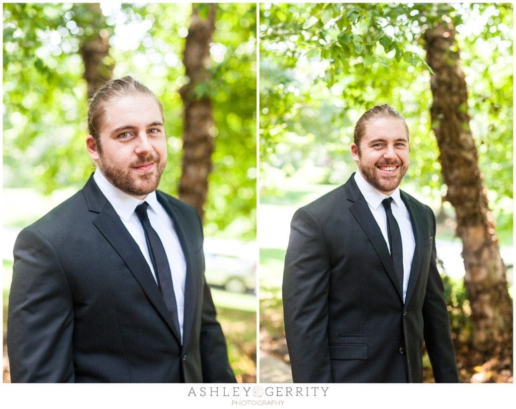Outdoor natural light groom portraits 