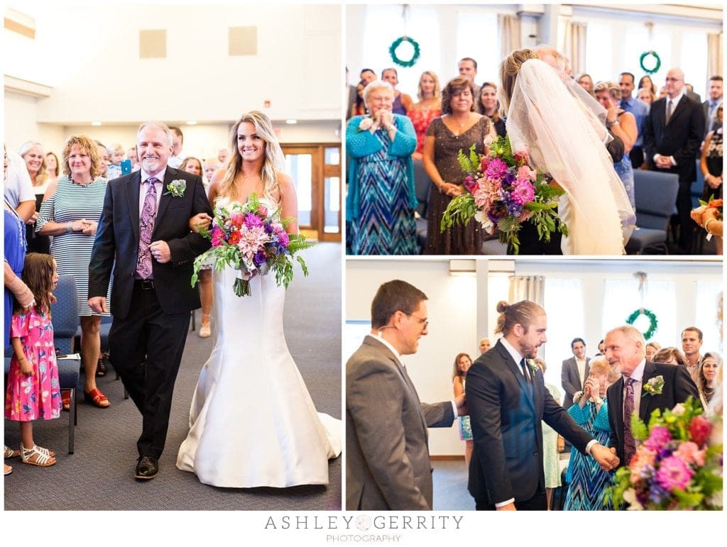 Bride walking down the aisle | father of the bride | giving away the bride