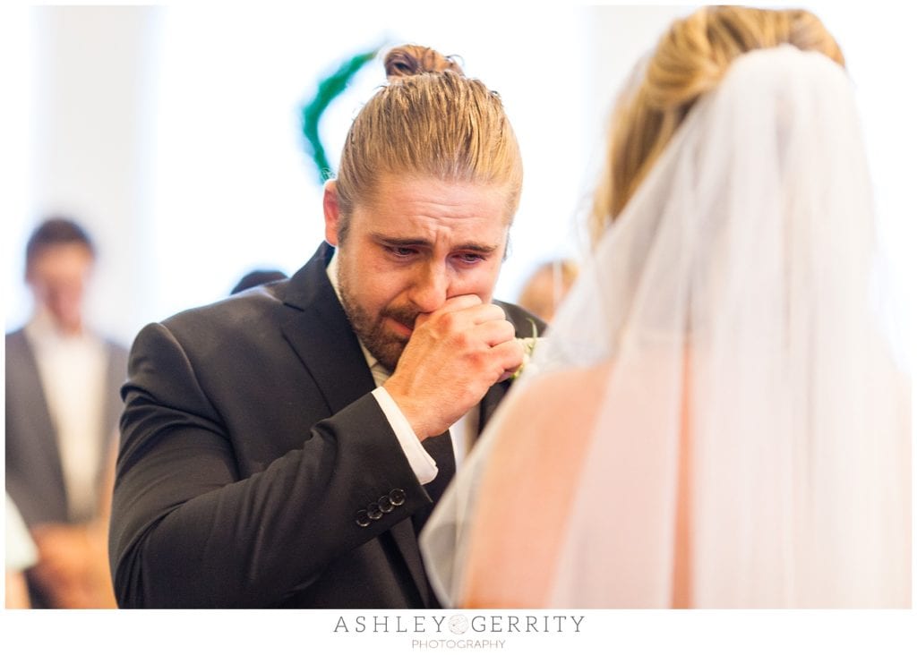 Groom crying during ceremony