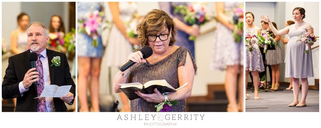 Father of the bride | mother of the groom | bridesmaids singing