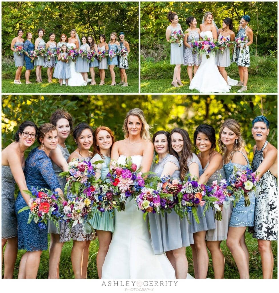 Stroud Preserve | Bride with her Bridesmaids | Bridesmaids bouquets | wedding florals 