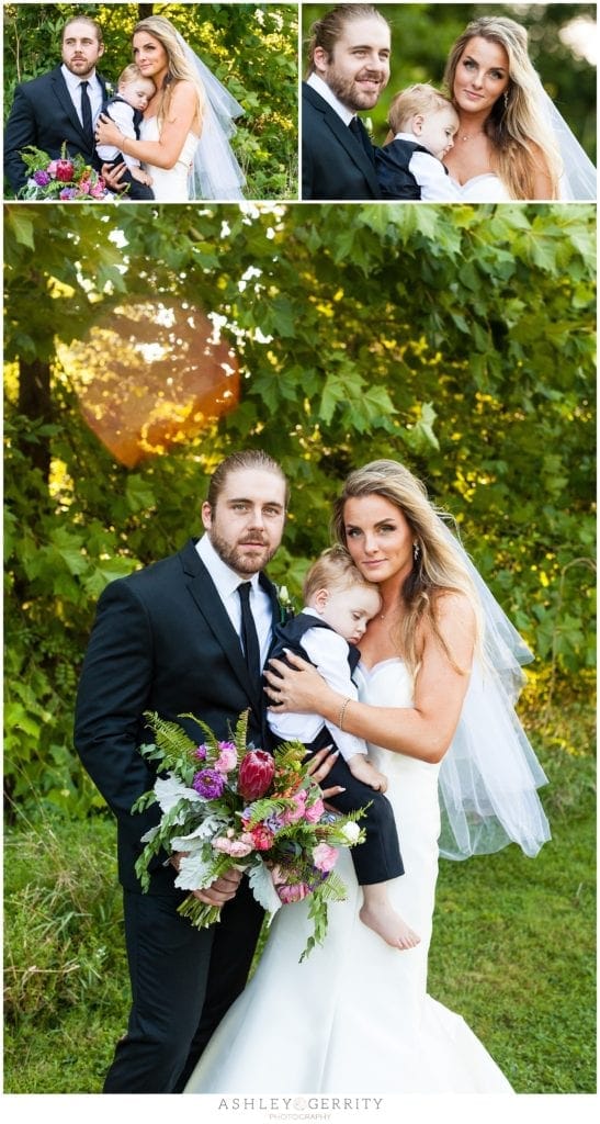 Stroud Preserve Portraits | Bride and Groom Portraits | Bride and Groom and son portraits