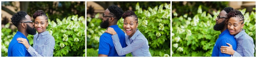 Royal blue engagement session, candid poses, big smiles