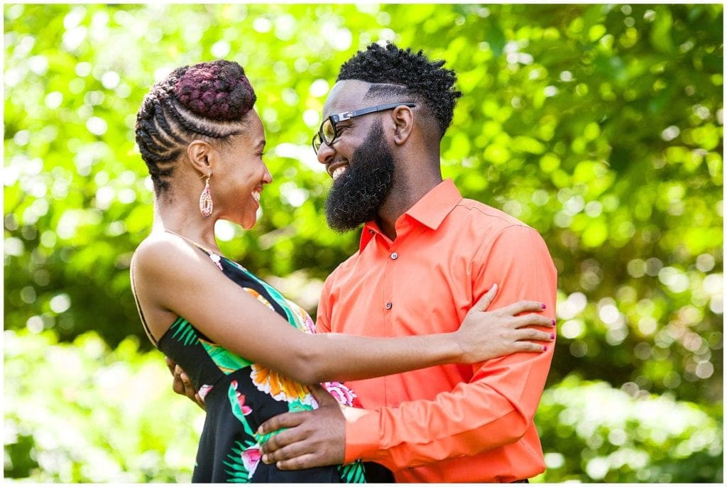 colorful engagement dress, color coordinated engagement session