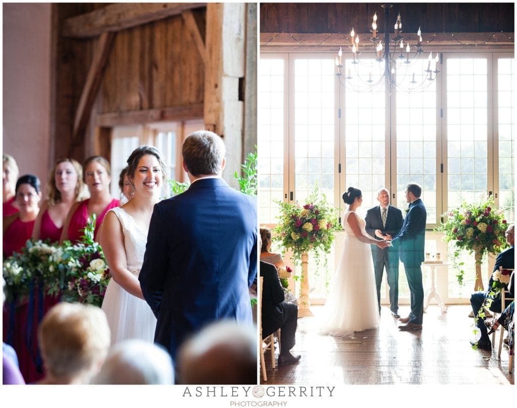 Navy blue suit, bride and groom, wedding ceremony, rustic wedding, barn wedding