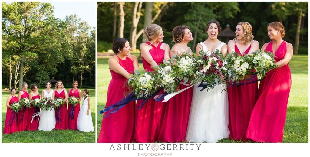 bride, bridesmaids, red dresses, bridesmaid dresses, dress inspiration, bridal party