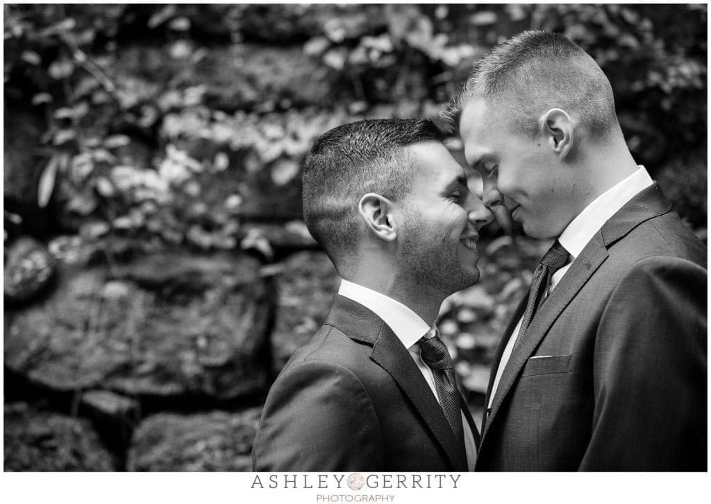 black and white, romantic portrait, same sex couple, same sex wedding, gay wedding, lgbt wedding