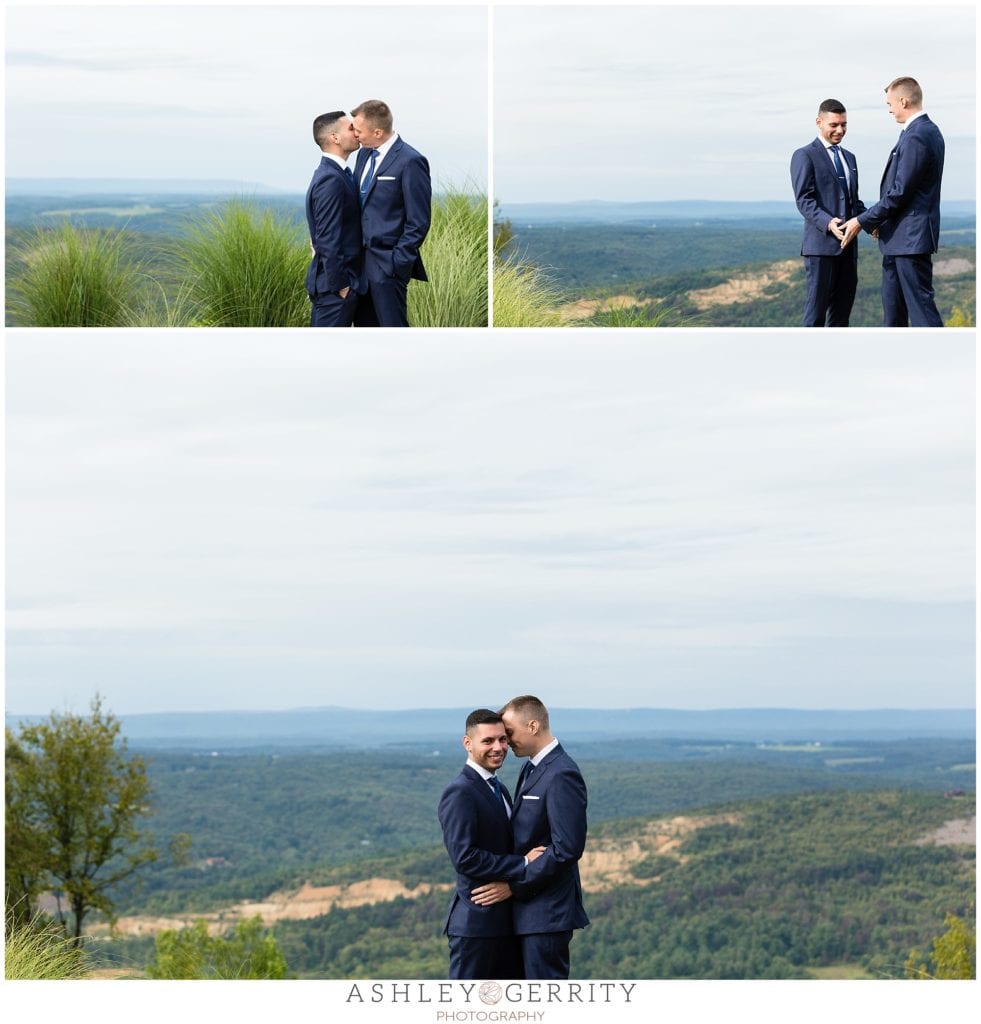 mountaintop, same sex wedding, portraits, blue sky, mountain, 
