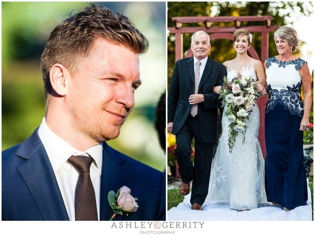 groom, end of the aisle, wedding ceremony, walking down the aisle, father of the bride, mother of the bride, bridal entrance