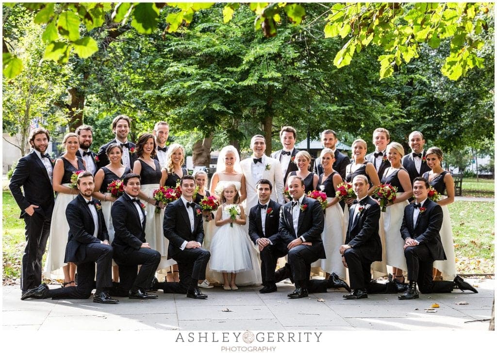 bridal party, washington square park, flower girl, bride, groom, bridal party ideas, 
