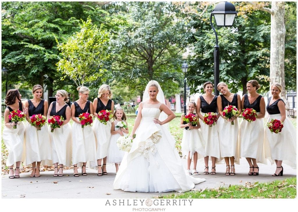 bride, bridesmaids, bridal party, bridal party posing, bridal party inspiration, flower girl