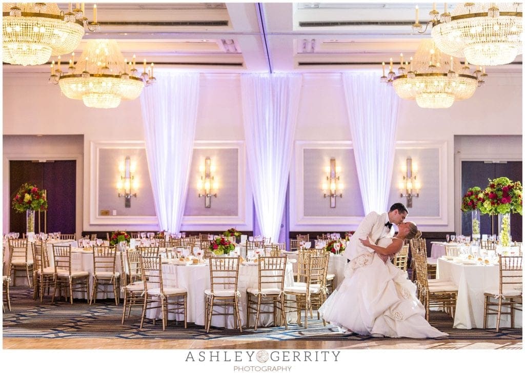 wedding reception, ballroom reception, reception details, hotel reception, bride and groom 
