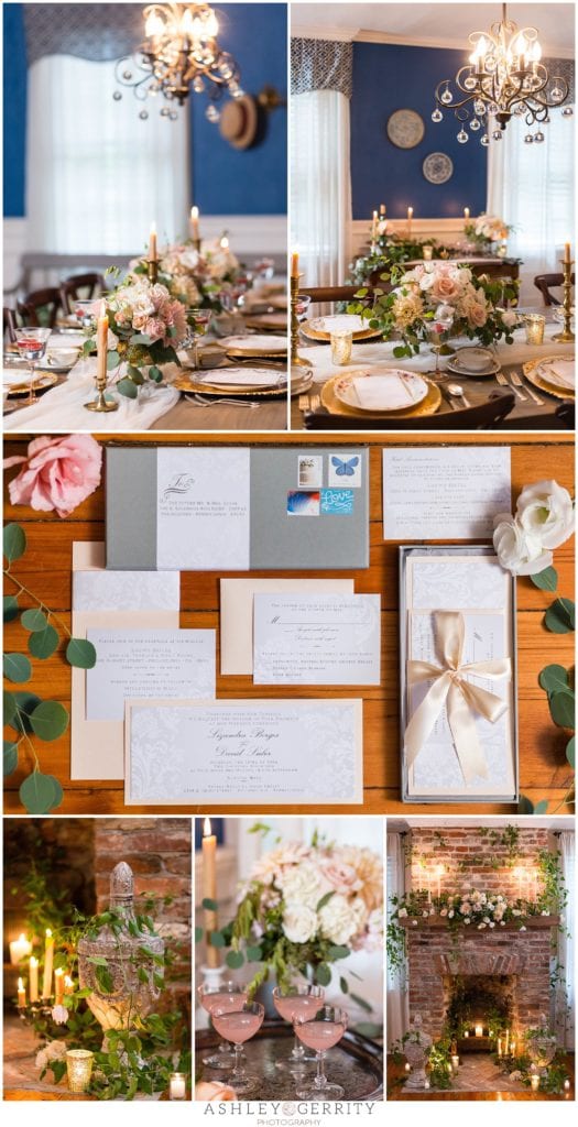 Invitation suite, Tablescape & Dining inspiration from Editorial Styled Shoots with Leigh Florist & Balboa Catering