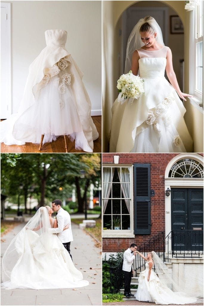 wedding dress, monique lhuillier, bridal look, wedding day attire, wedding dress inspiration, wedding dress styles, wedding dress with flowers, monique lhuillier bridal,