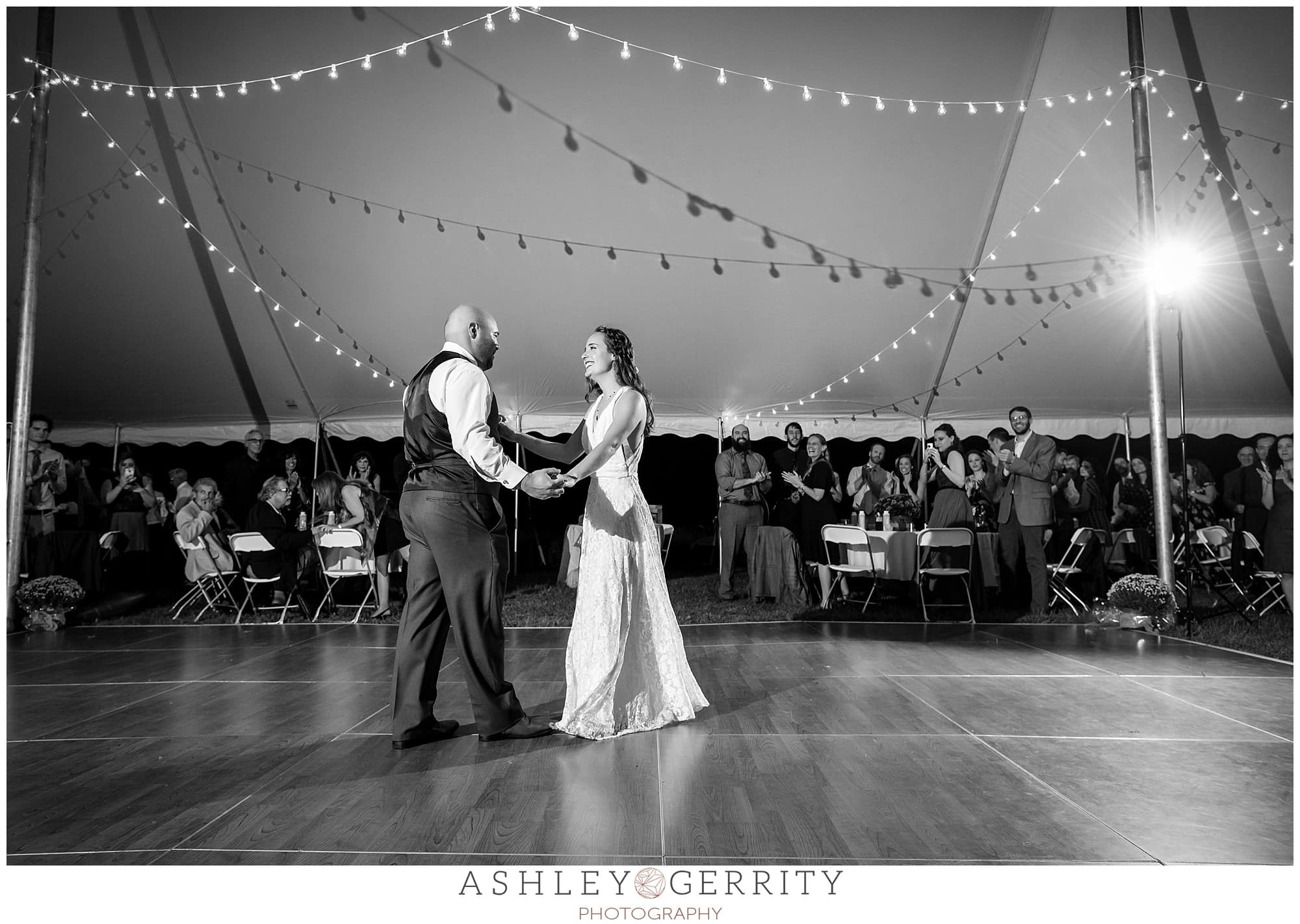 Bride & groom share their first dance.