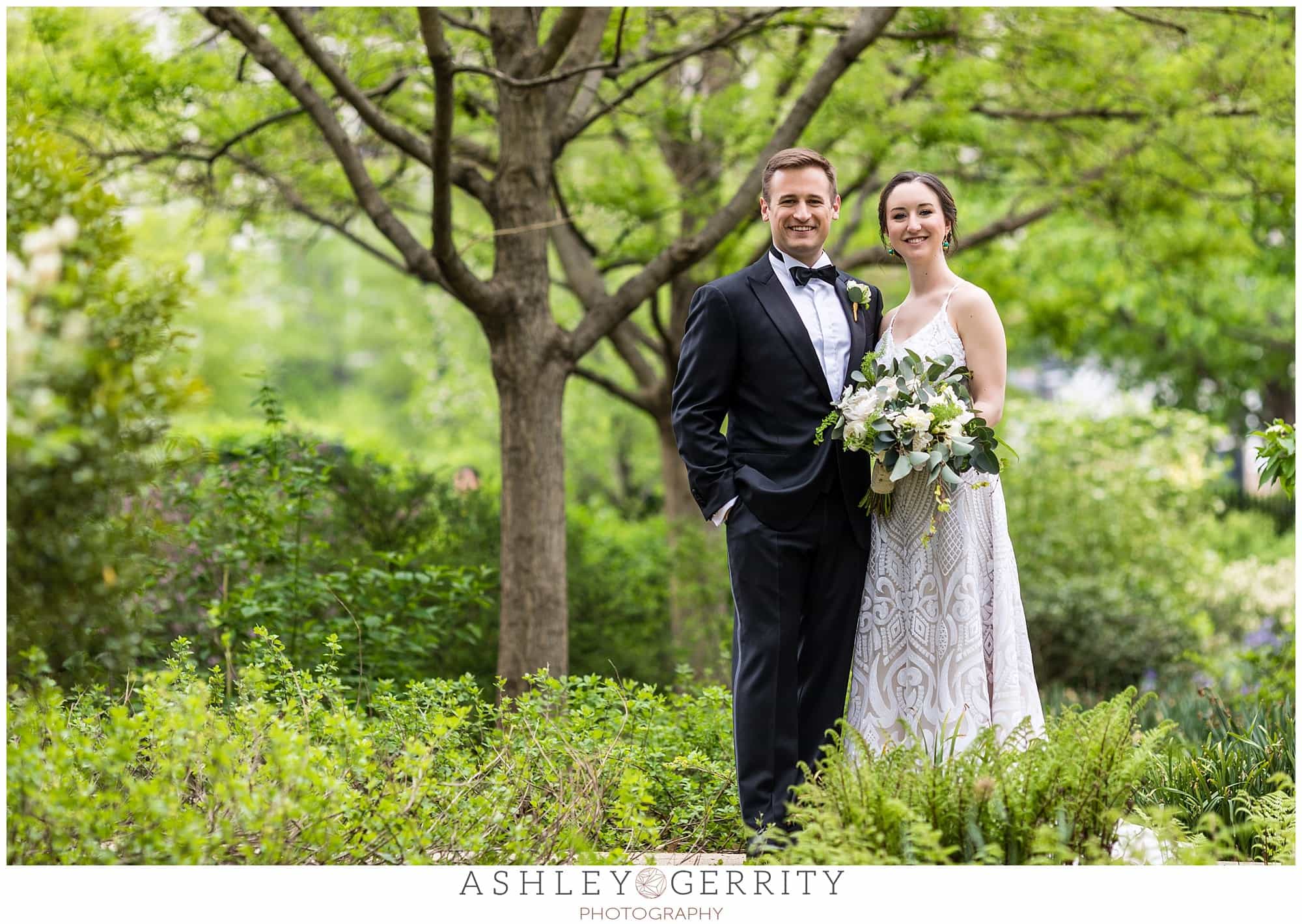 Bride and Groom smiling portrait, Free Library wedding