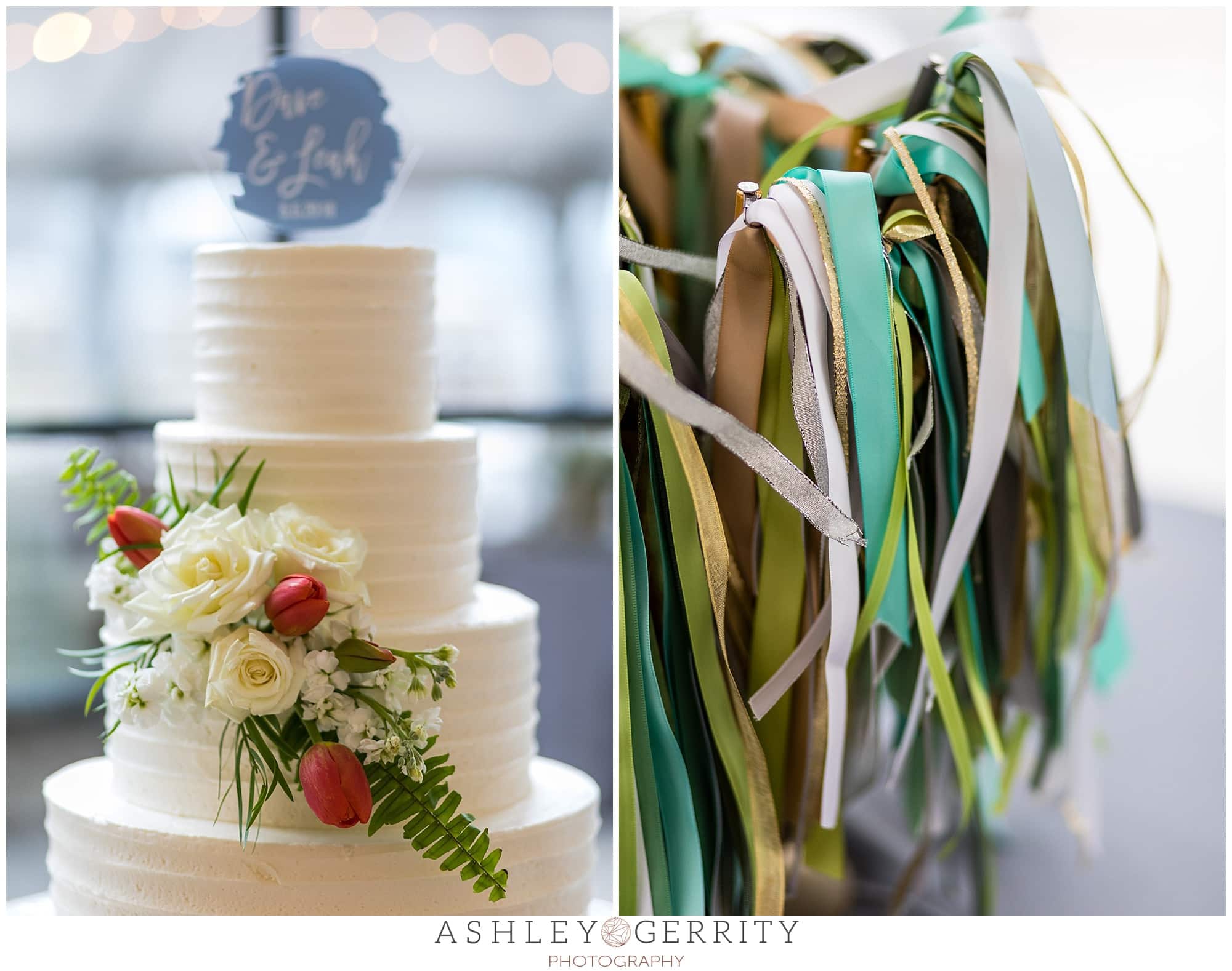 Wedding cake with roses and floral details