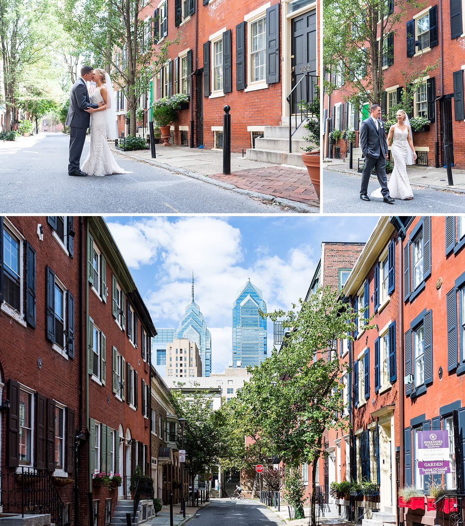 Smedley Street, bride and groom, Philadelphia, Skyline, Philly skyline