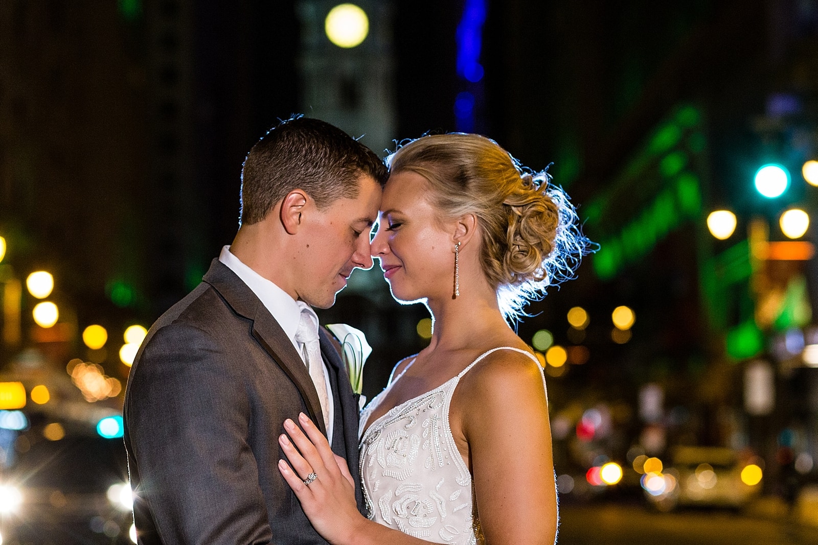 broad street, romantic, bride and groom, porraits