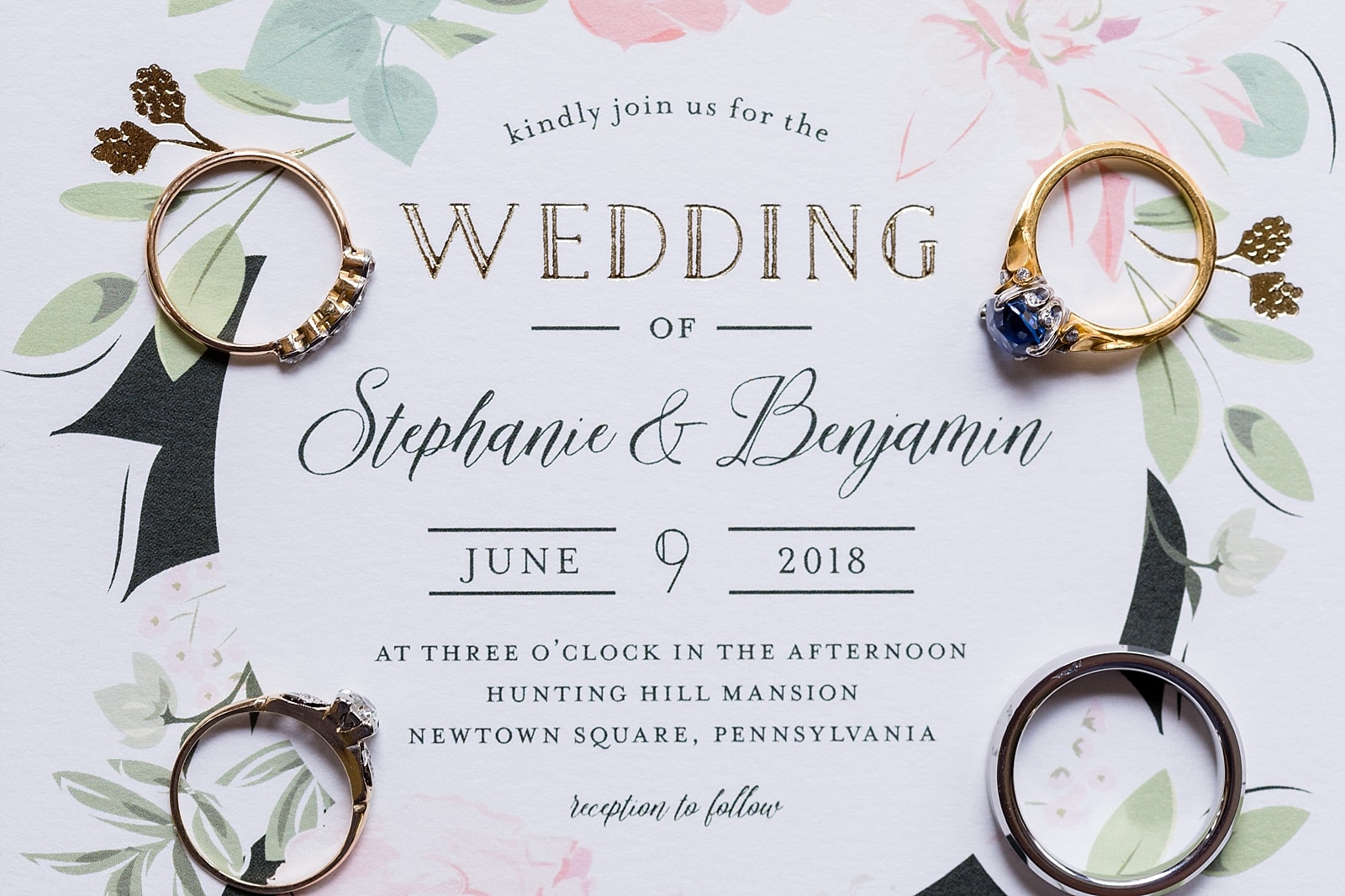 wedding invitation, wedding rings,