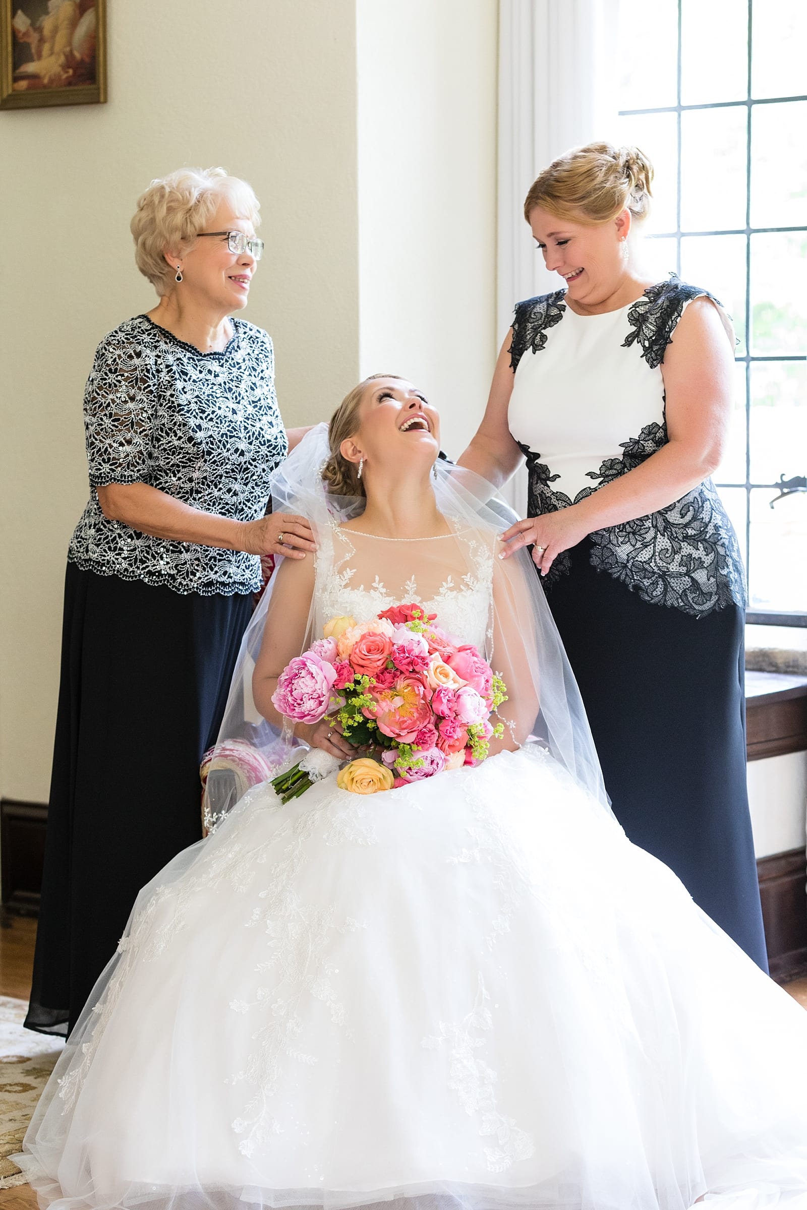 family wedding portraits, getting ready portraits, three generations portrait,
