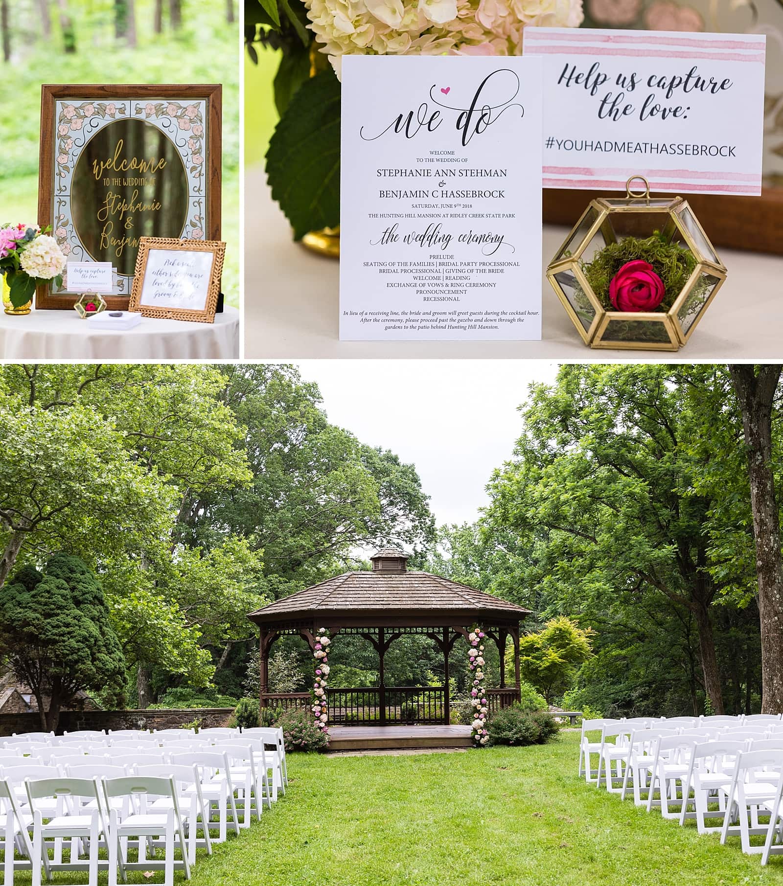 Outdoor wedding details, wedding details, ceremony details, outdoor ceremony site