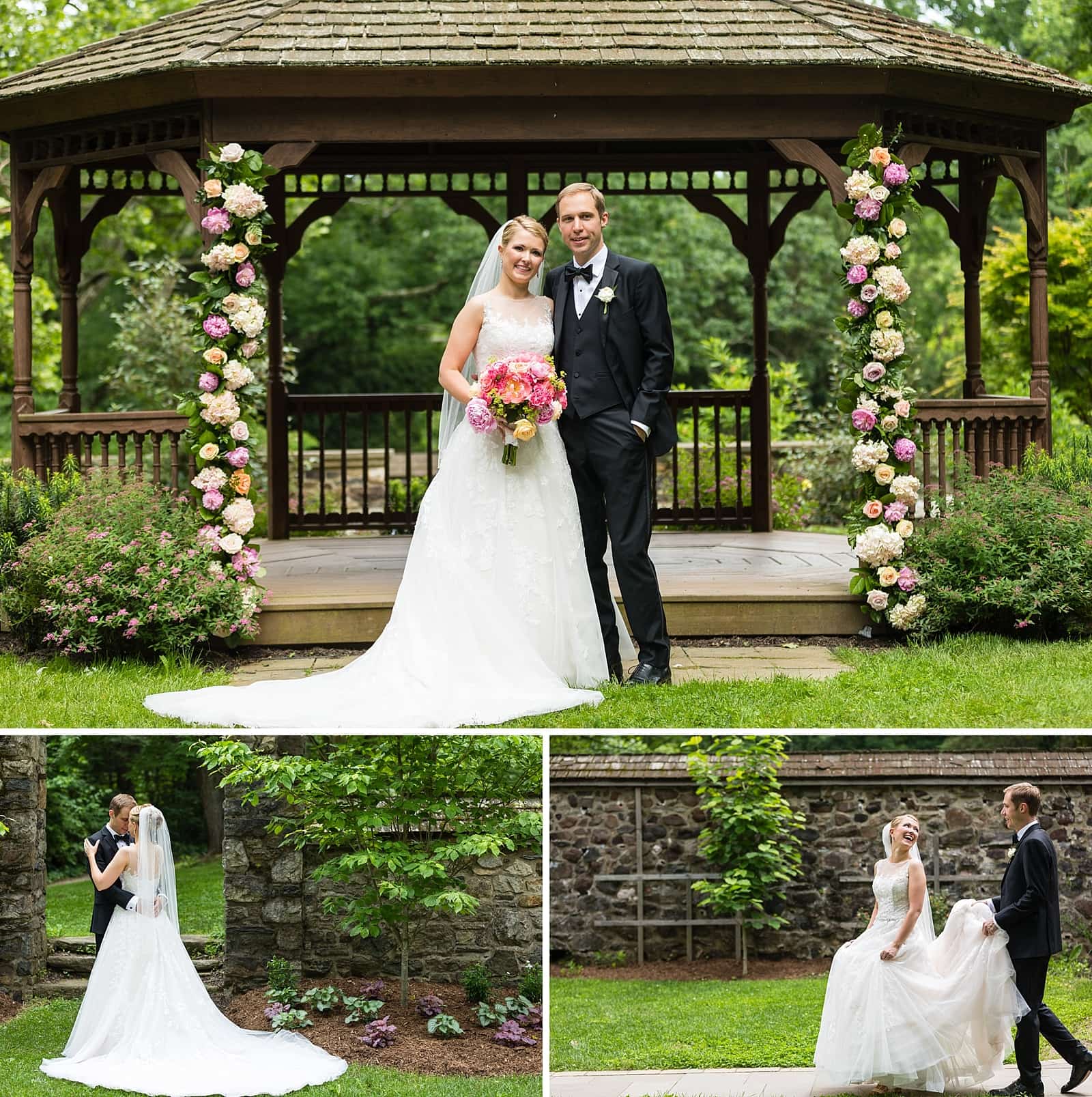 outdoor wedding ceremony, bridal portraits, bride and groom