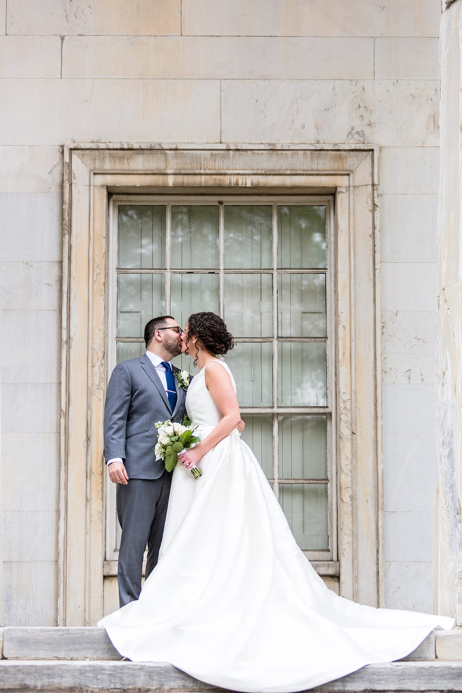 Wedding portraits at Philadelphia's Second National Bank before a Richmond Hall wedding