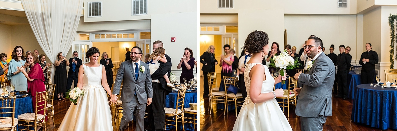 Bride & Groom make a grand entrance at their Richmond Hall wedding reception