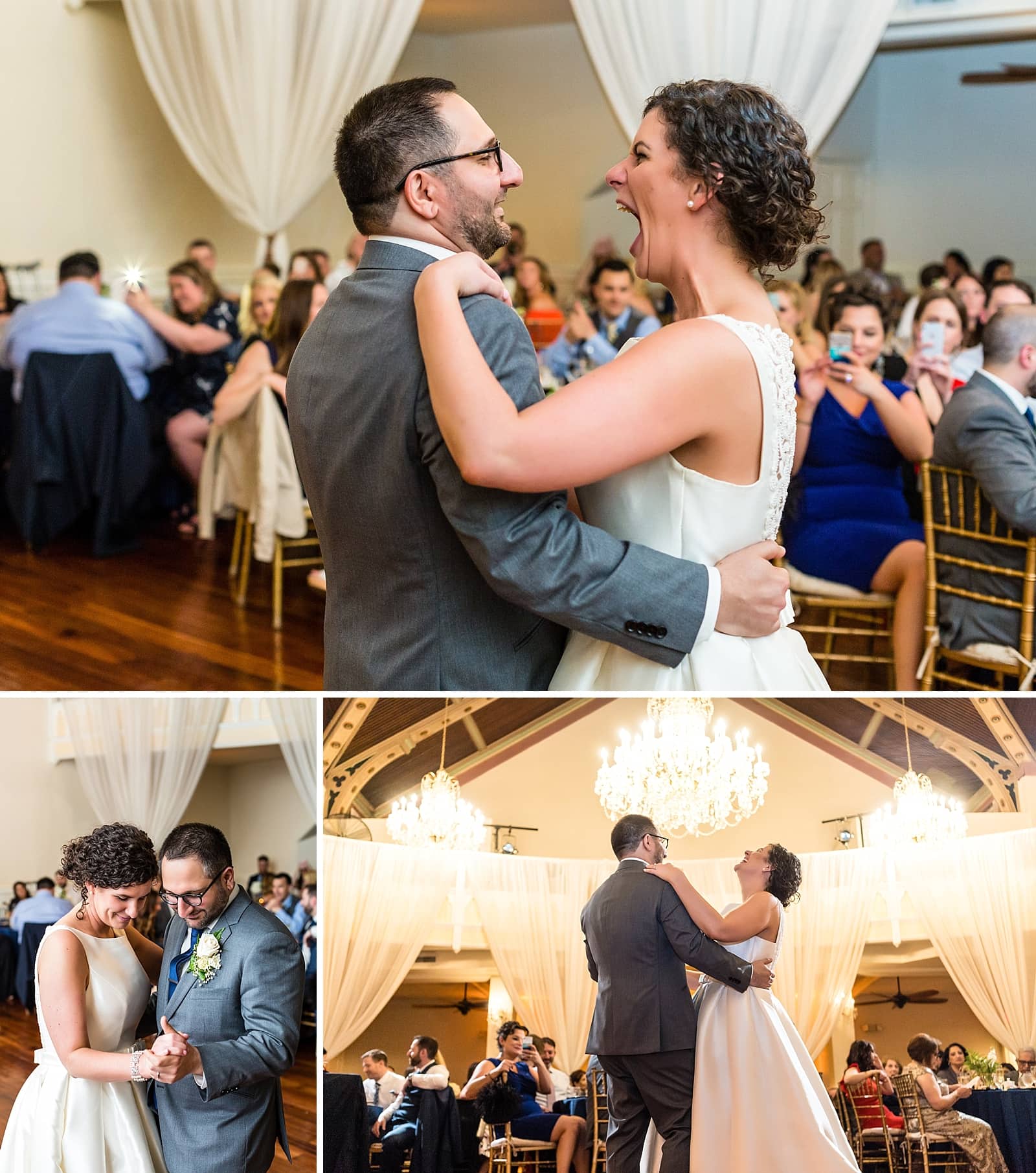 Collage of first dance photos from a Richmond Hall wedding