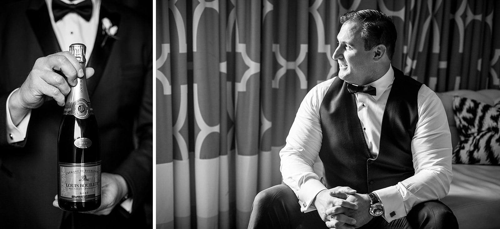 Window lit groom portrait, Kimpton Hotel Monaco Philadelphia wedding