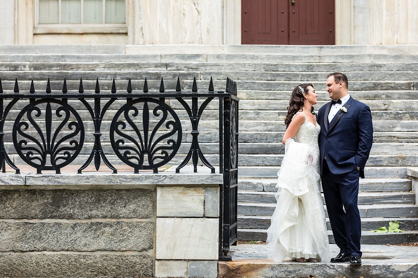 Bride and Groom Portrait, Wedding Portrait, Historic Philadelphia, Second National Bank