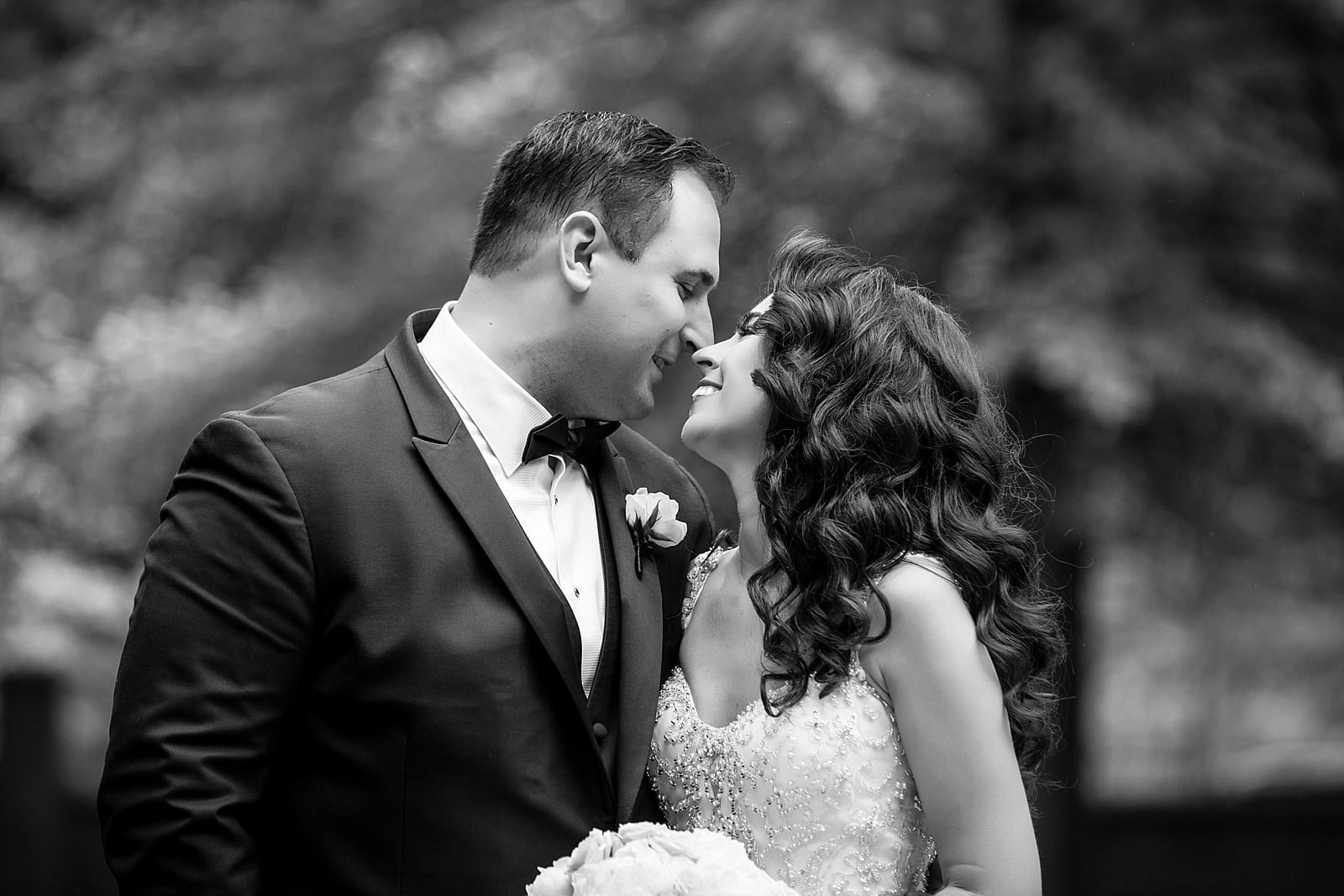 wedding portrait, bride and groom, black and white