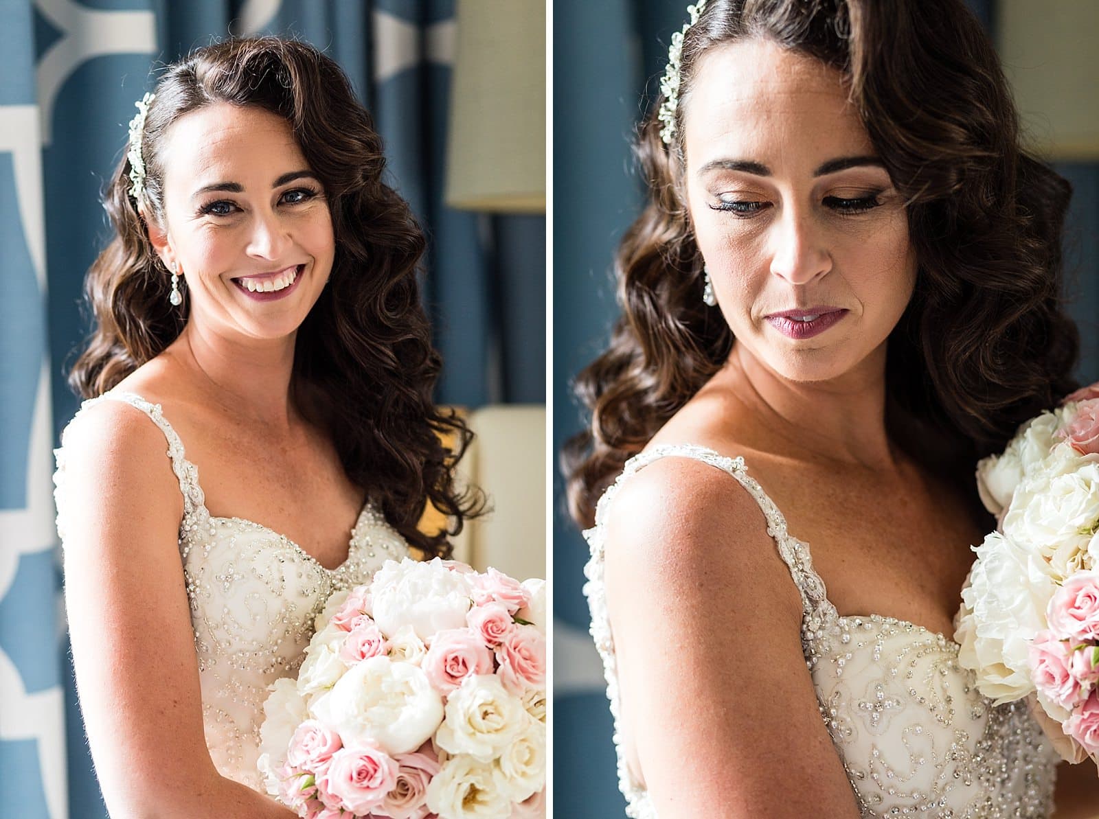 window lit bridal portraits, Kimpton Hotel Monaco Wedding prep